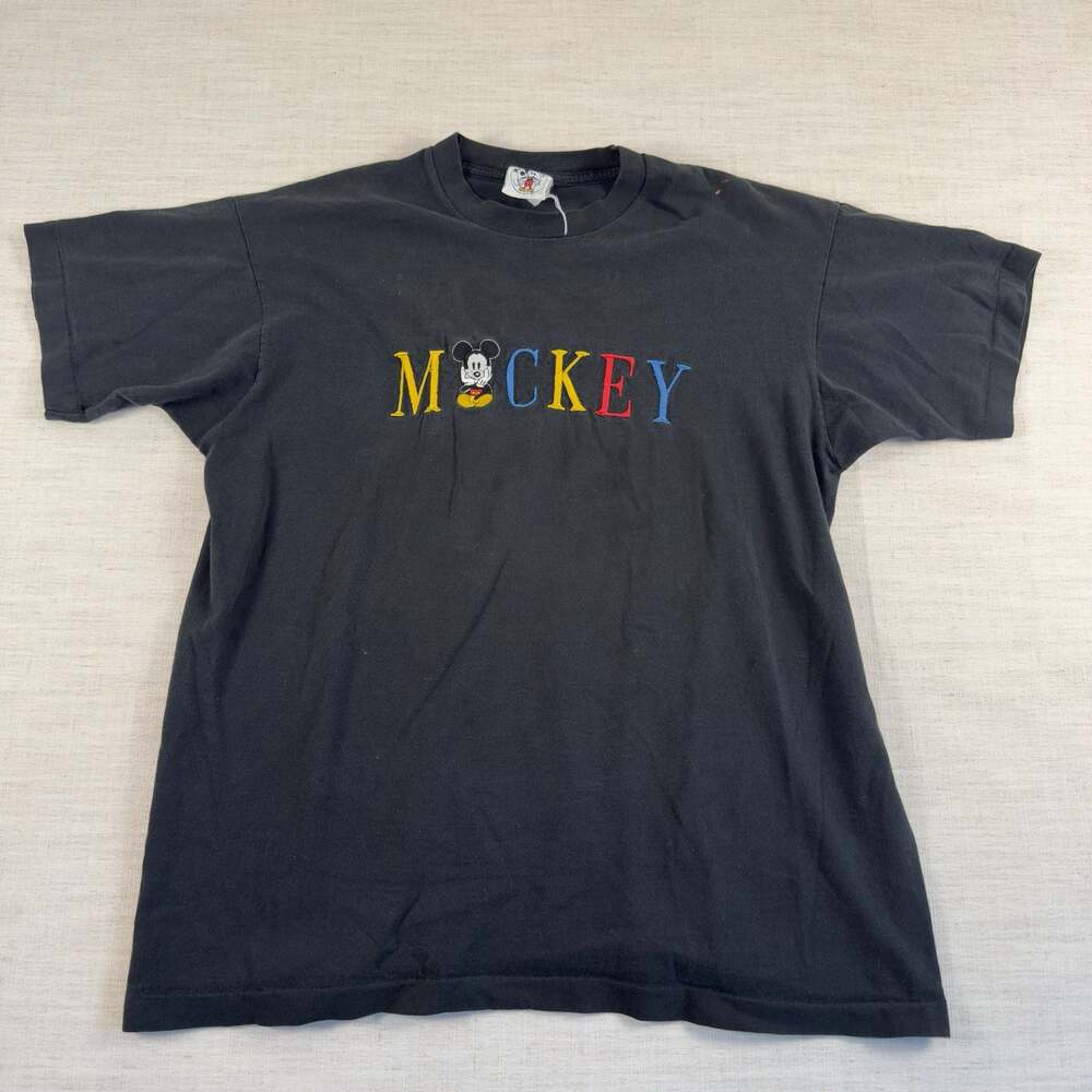 Vintage Mickey & Co. Embroidered Mickey Mouse T-Shirt Black XL